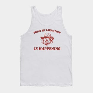 what in Tarnation is happening shirt, Funny Cowboy Possum Meme shirt, Retro Cartoon Tank Top